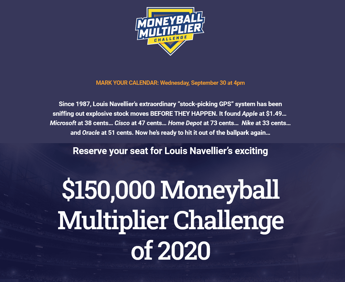 Louis Navellier’s Moneyball Multiplier Challenge of 2020 Event