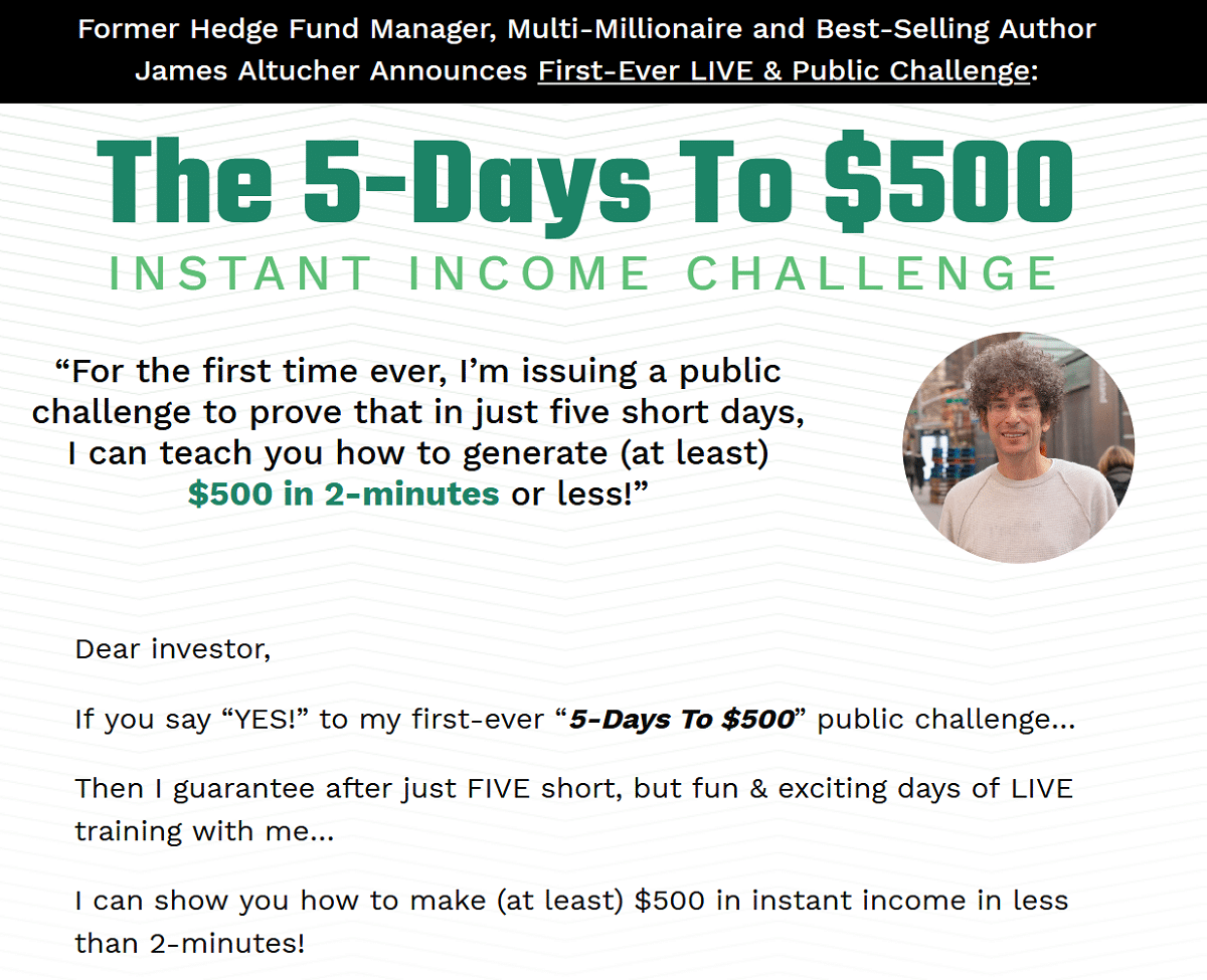 The 5-Days To $500 Instant Income Challenge