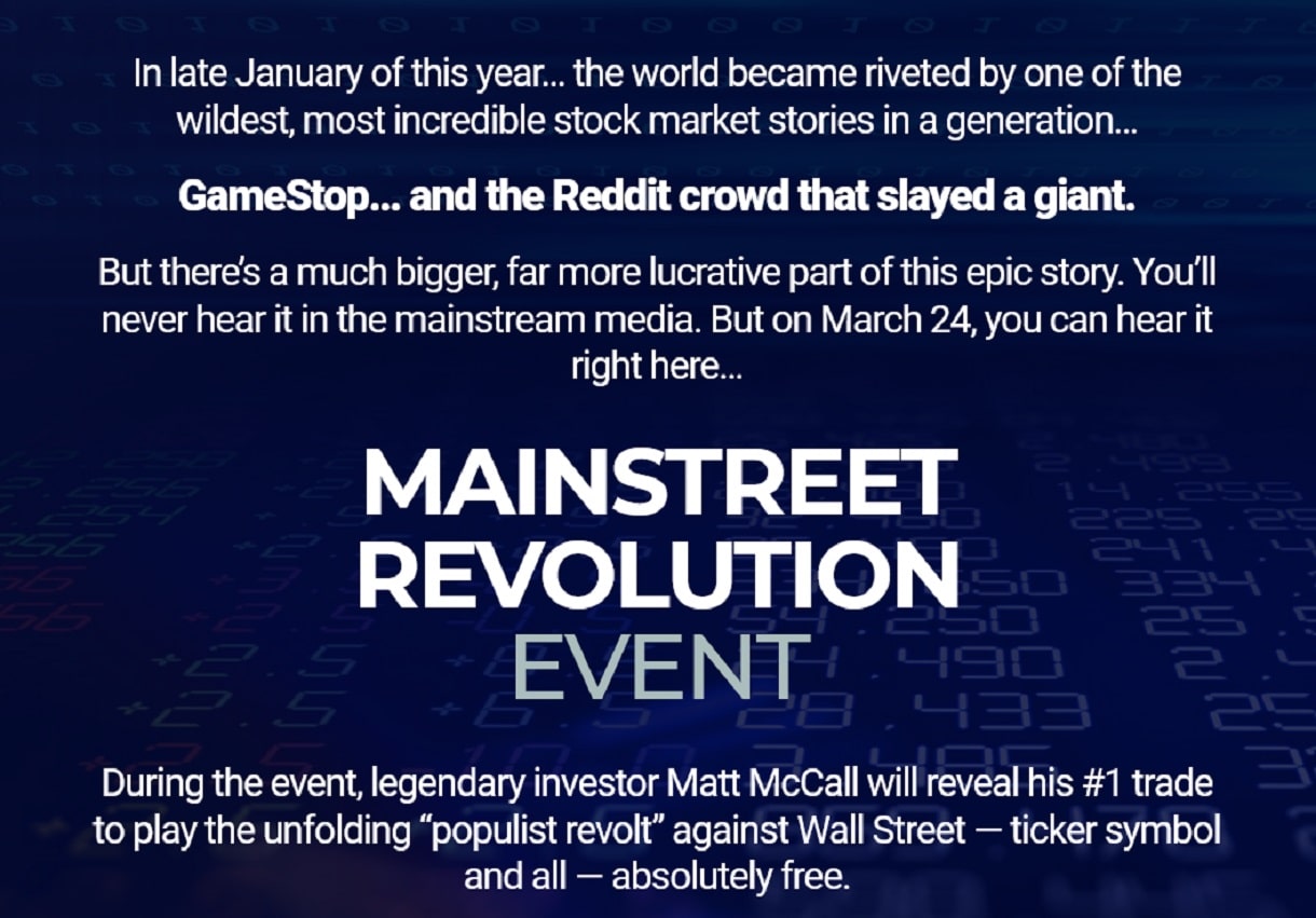 Matt McCall’s Main Street Revolution Event