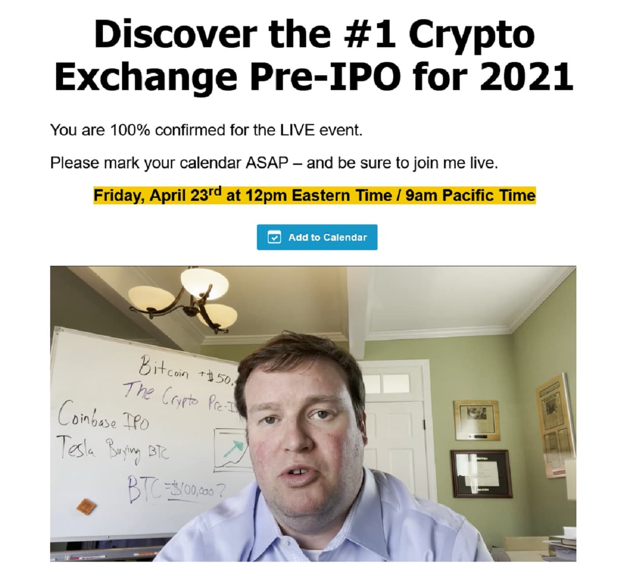 Ian Wyatt's #1 Crypto Exchange Pre-IPO for 2021 Event