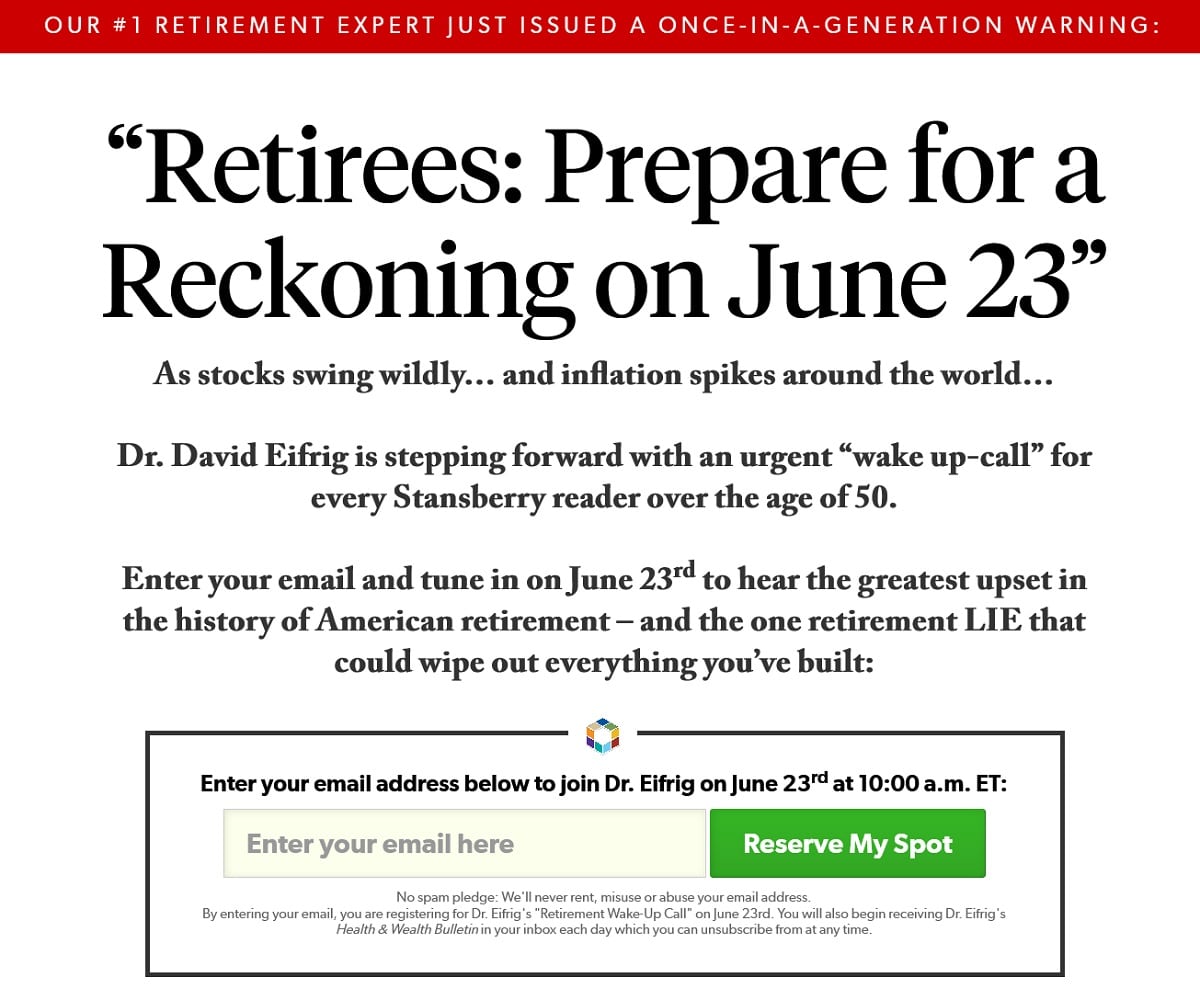Dr. David Eifrig’s Retirement Wake-up Call Event Review