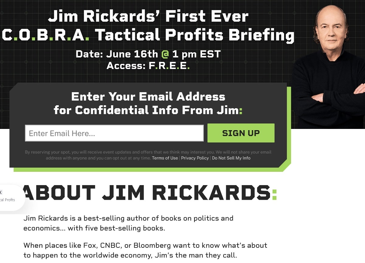 Jim Rickards’ C.O.B.R.A. Tactical Profits Briefing