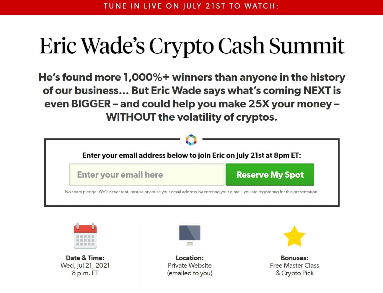 Eric Wade’s Crypto Cash Summit Review