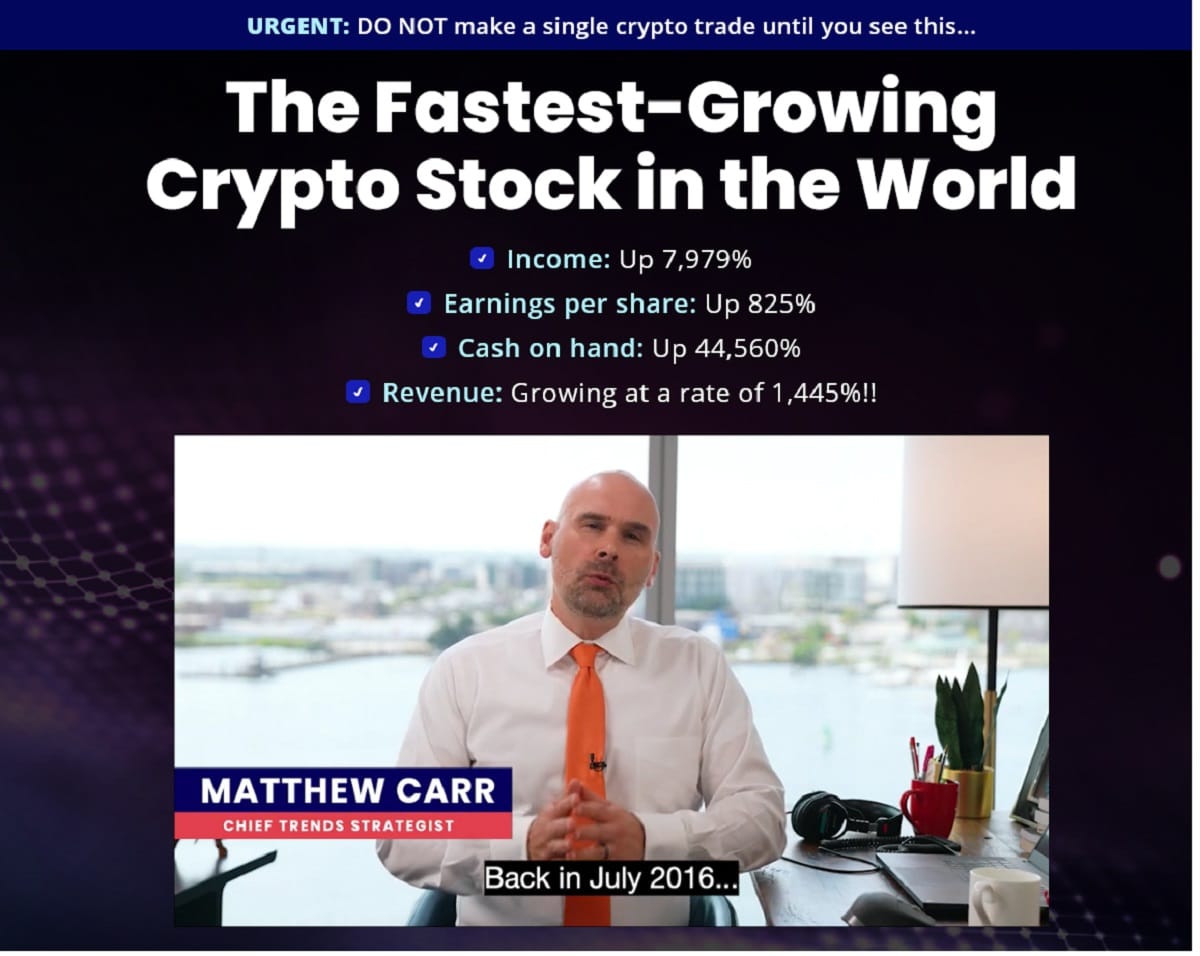 Matthew Carr's Fastest-Growing Crypto Stock