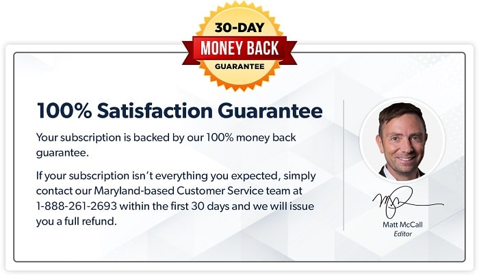 The McCall Report money back guarantee