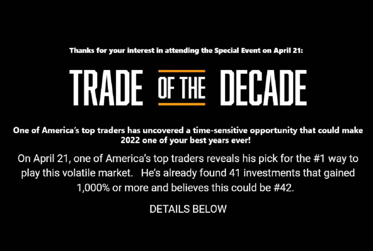Eric Fry's Trade of the Decade Event
