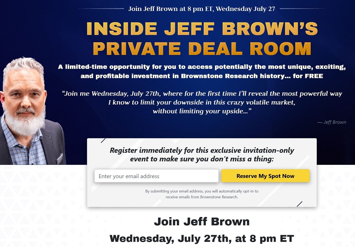 Jeff Brown’s Private Deal Room Review