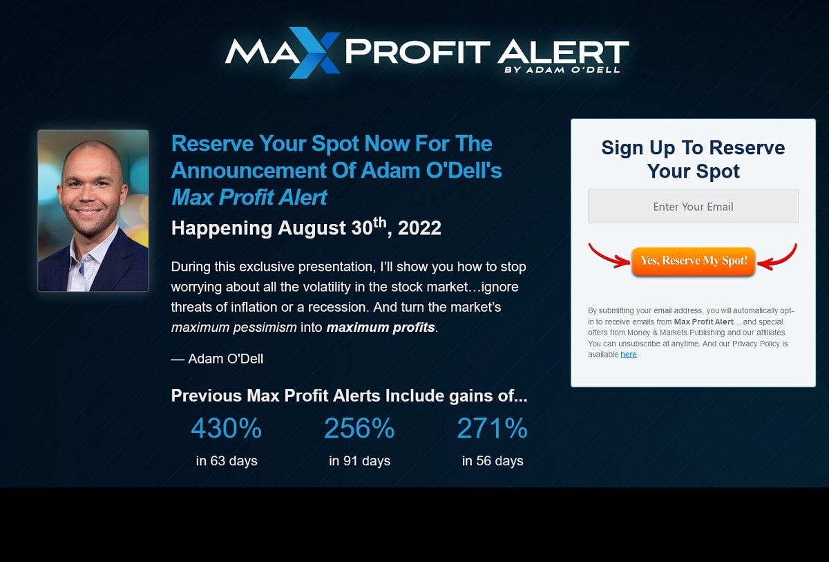Adam O'Dell's Max Profit Alert Review