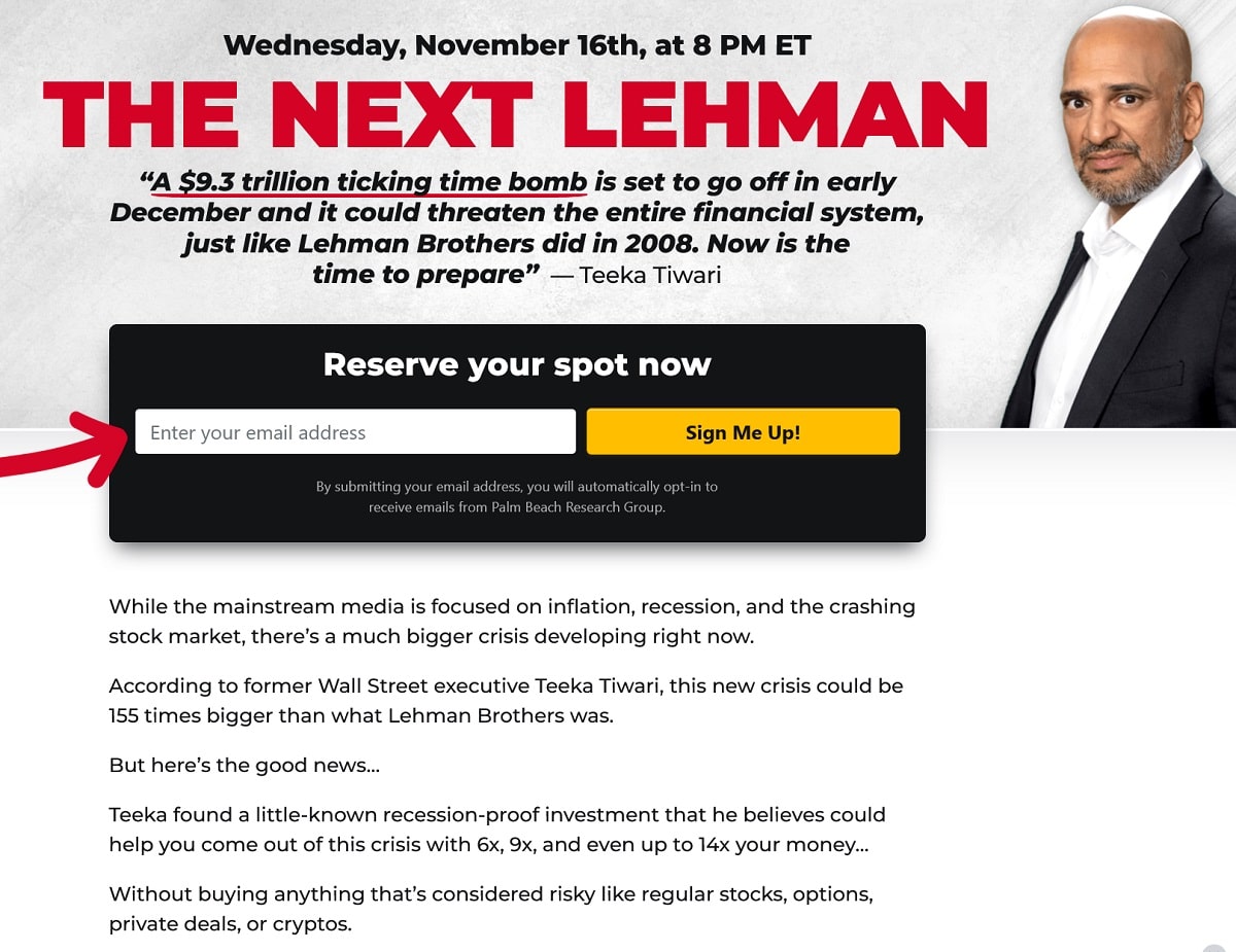 Teeka Tiwari The Next Lehman Event