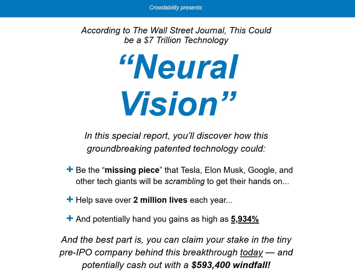 Crowdability’s Neural Vision Stock Revealed
