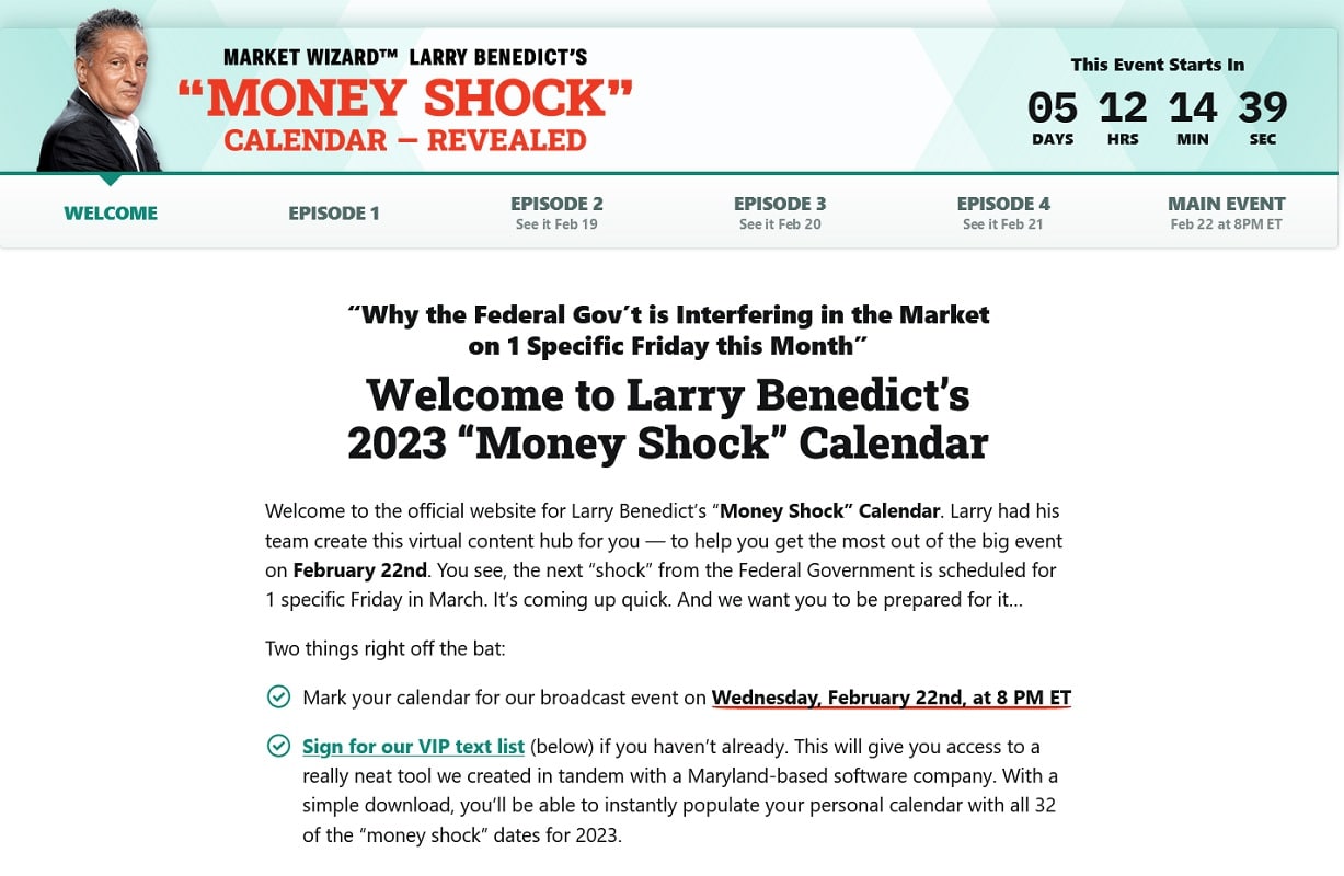 Larry Benedict Money Shock Calendar - Legit Money Shocks Trades?