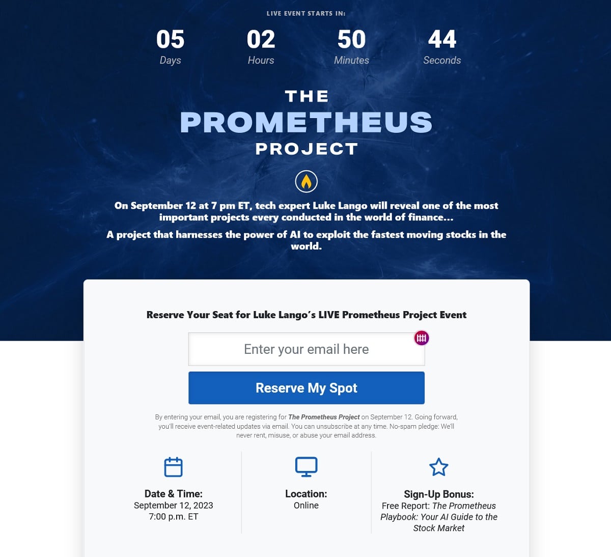 Luke Lango Prometheus Project Event Details