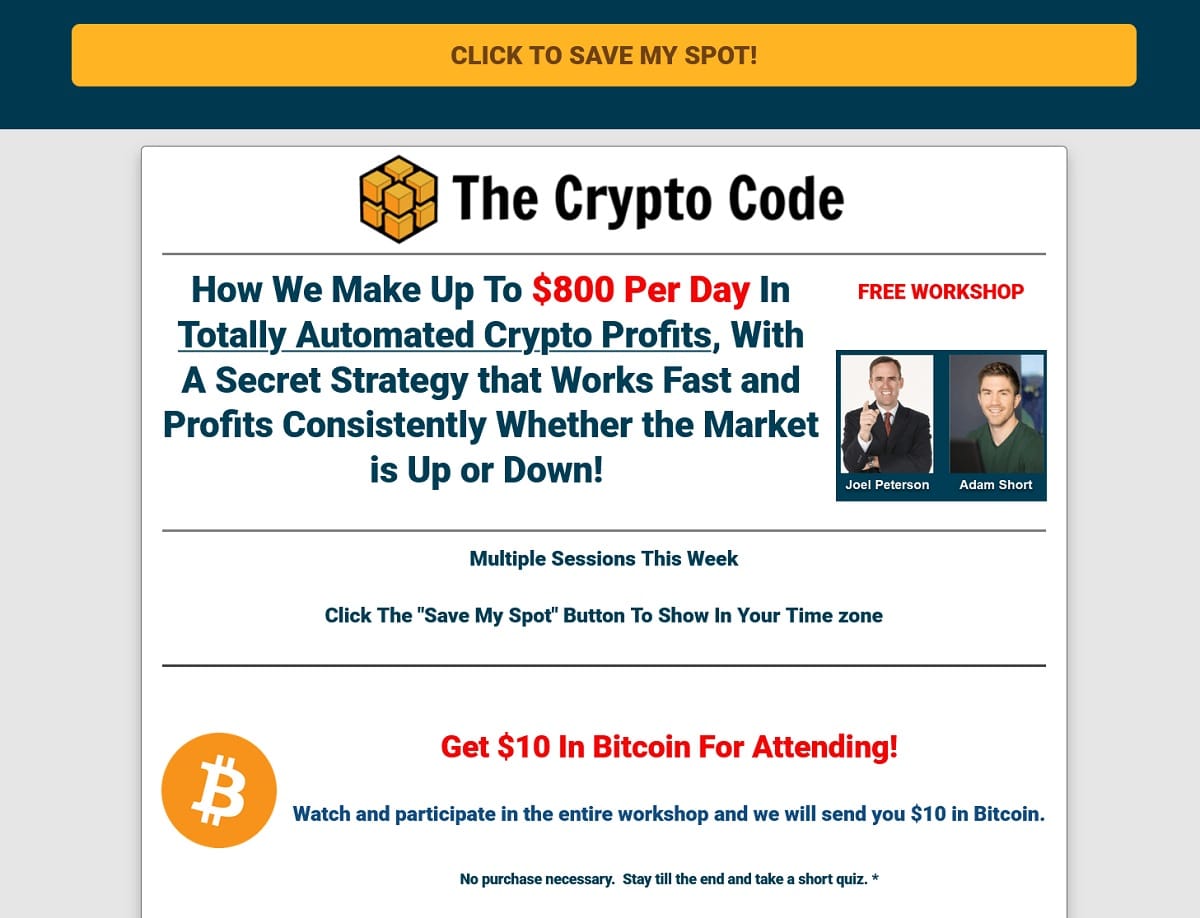 Joel Peterson and Adam Short From The Crypto Code are Giving Away Bitcoin
