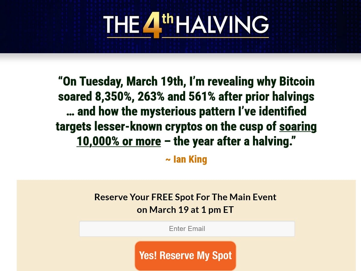 Ian King 4th Halving Event - Is It Legit?
